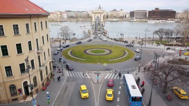 Budapest, 2019. március 15. Kilátás az Adam Clark térre Budapesten — Stock videók