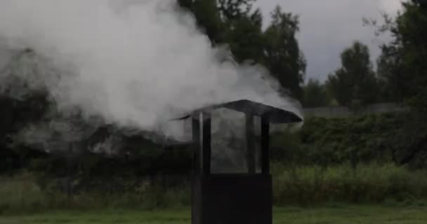 Smoke coming outside the brazier. — Stock Video