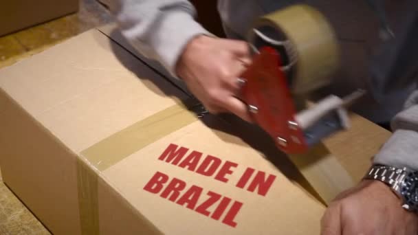 Tiro de Expedição de mercadorias fabricadas no Brasil — Vídeo de Stock