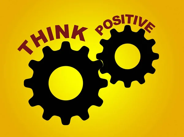 Think positive concept illustration with gear wheel figures