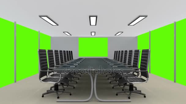 Shot of Meeting room with green screen walls and display — Stock Video