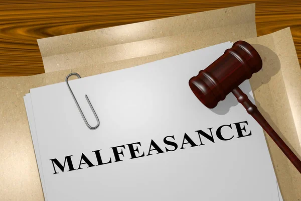 Malfeance - юридична концепція — стокове фото