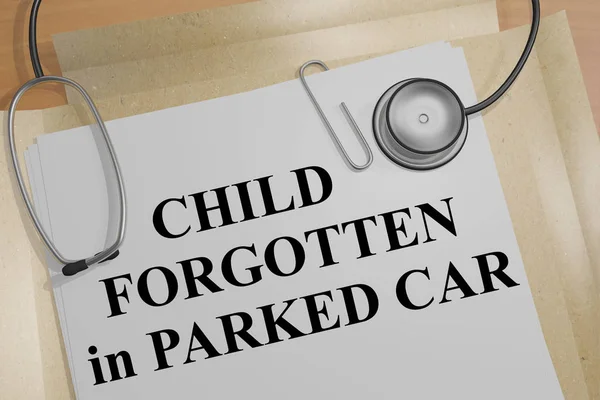 Dítě zapomněli v zaparkované auto - lékařská koncepce — Stock fotografie