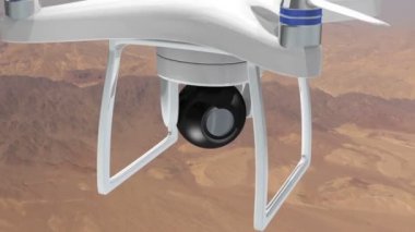 Çöl arazi antenler üzerinde çekim kamera ile robot