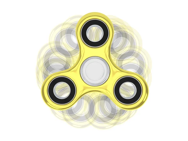 Top view of fidget spinner golden toy with roatation trails — Stock Photo, Image
