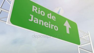 Rio de Janeiro göstergesi konumu Otoban yol işaret ile uçak fly