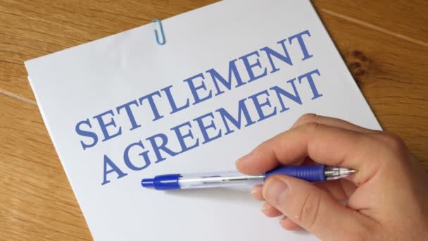 Settlement overeenkomst Concept — Stockvideo