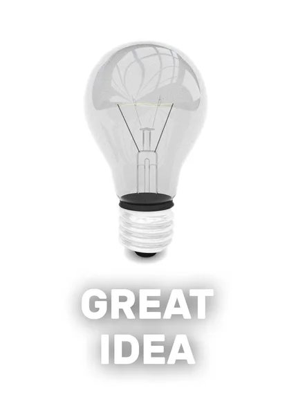 Grande ideia conceito com lâmpada 3d renderizada — Fotografia de Stock