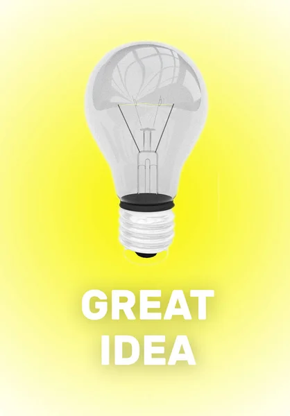 Świetny pomysł pomysł z 3d świadczonych światło żarówka — Zdjęcie stockowe