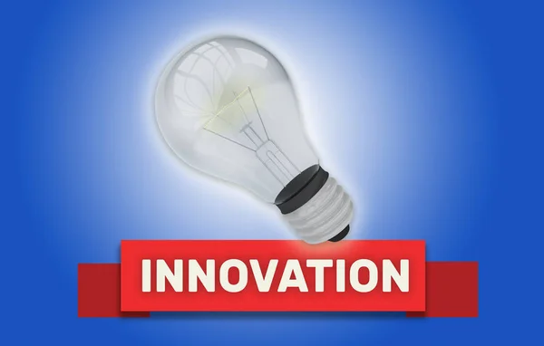 Innovationsbegreppet med banner och glödlampa — Stockfoto