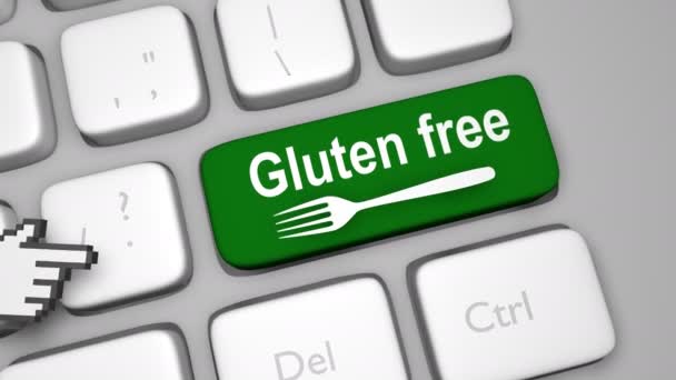 Gluten ücretsiz klavye anahtar animasyon — Stok video