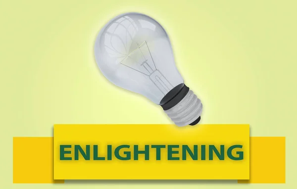 ENLIGHTENING concept with banner and light bulb — Stock Photo, Image