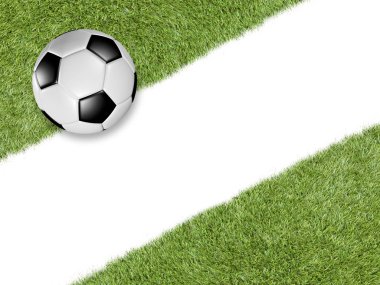 Çapraz beyaz çizgi ile yeşil çim futbol topu
