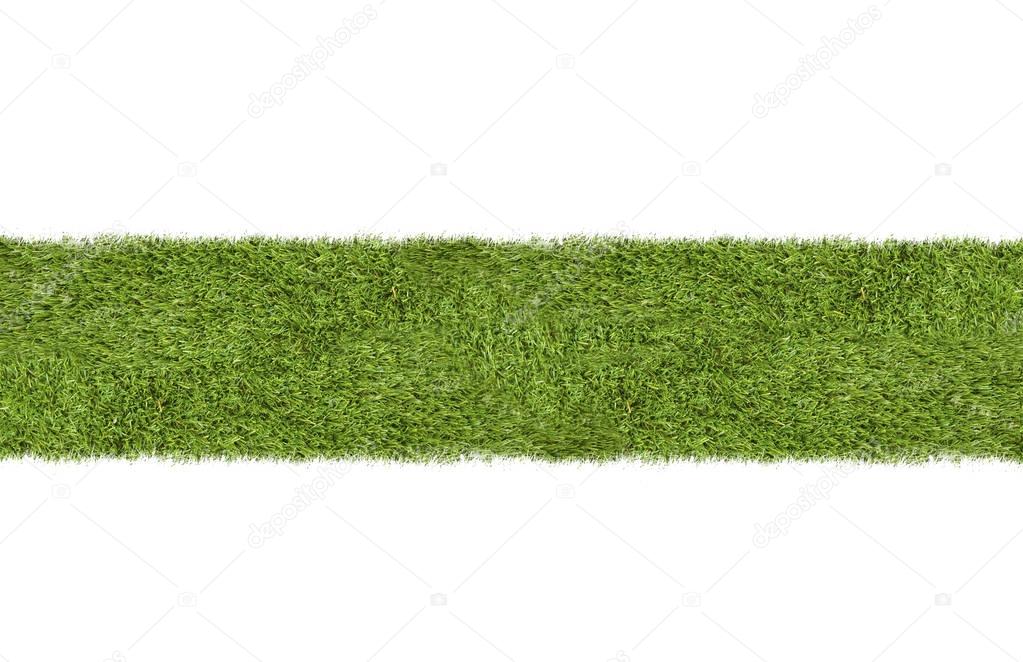 Grüner Rasen oder Kunstrasen Streifen auf weißem Hintergrund