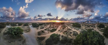 Panoramic view of sand dunes clipart