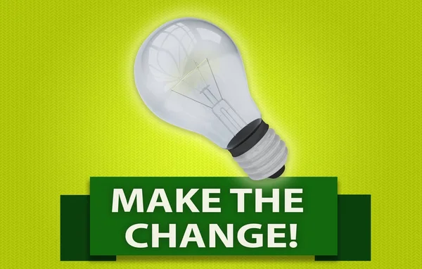 MAKE THE CHANGE! concept with banner and light bulb — Stock Photo, Image