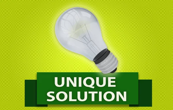 UNIQUE SOLUTION concept with banner and light bulb — Stock Photo, Image