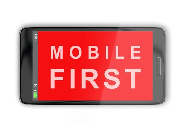 Obrázek Mobile První Titul Mobilní Obrazovku Izolované Bílém — Stock fotografie