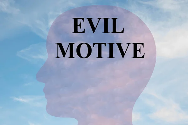 Render Illustration Evil Motive Title Head Silhouette Cloudy Sky Background — Stock Photo, Image