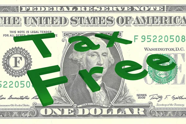 3D illustration of Tax Free title on One Dollar bill as a background