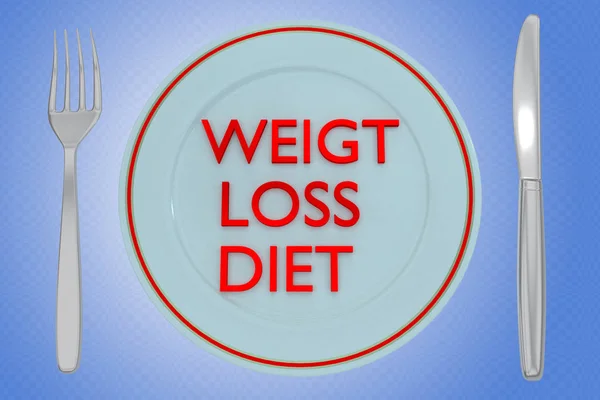 Ilustração Título Weight Loss Diet Uma Placa Azul Pálida Juntamente — Fotografia de Stock