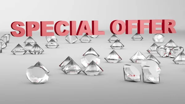 Ilustración 3D de la oferta especial con diamantes —  Fotos de Stock