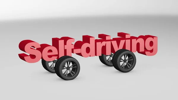 Auto-condução ilustração 3D — Fotografia de Stock