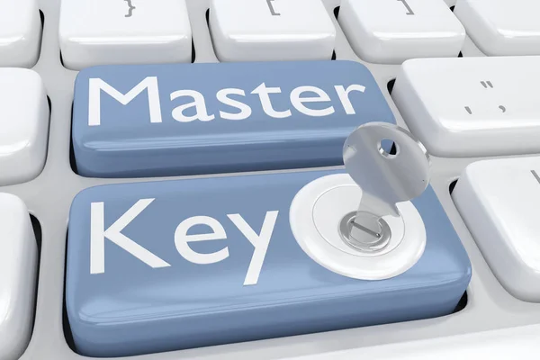 つの隣接の淡い青色のボタンとこれらのマークの つに挿入キーに印刷マスター キーを持つコンピューターのキーボードの イラストレーション — ストック写真