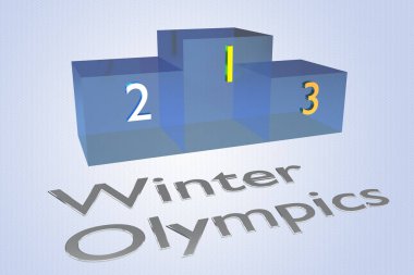 Kış Olimpiyatları başlık bir podyum ile 3D resmi arka plan olarak
