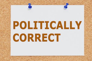 politik olarak doğru 3D çizimi üzerinde mantar pano