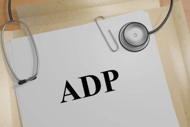 Adp başlık tıbbi bir belge üzerinde 3D çizimi