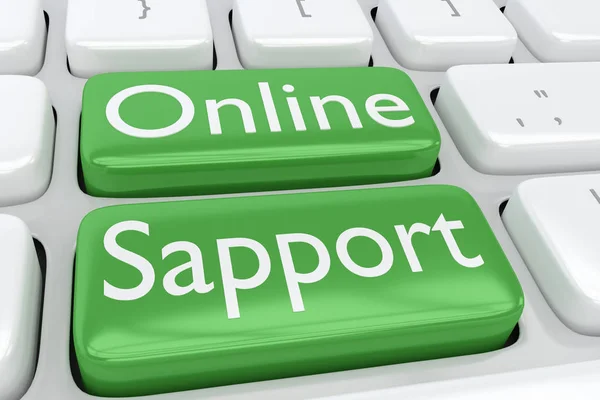 Иллюстрация Компьютерной Клавиатуры Печатью Online Support Двух Соседних Зеленых Кнопках — стоковое фото