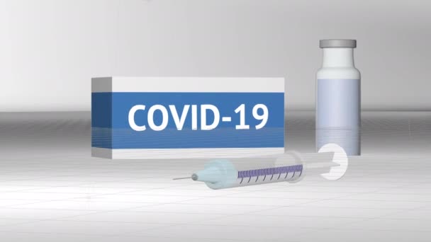 Coronavirus Vaccin Koncept Render Illustration Med Injektion Mot Covid Pandemisk — Stockvideo