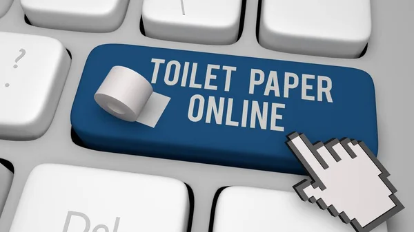 Toiletpapier Online Bestellen Toetsenbord Sleutel Concept Illustratie Renderen — Stockfoto