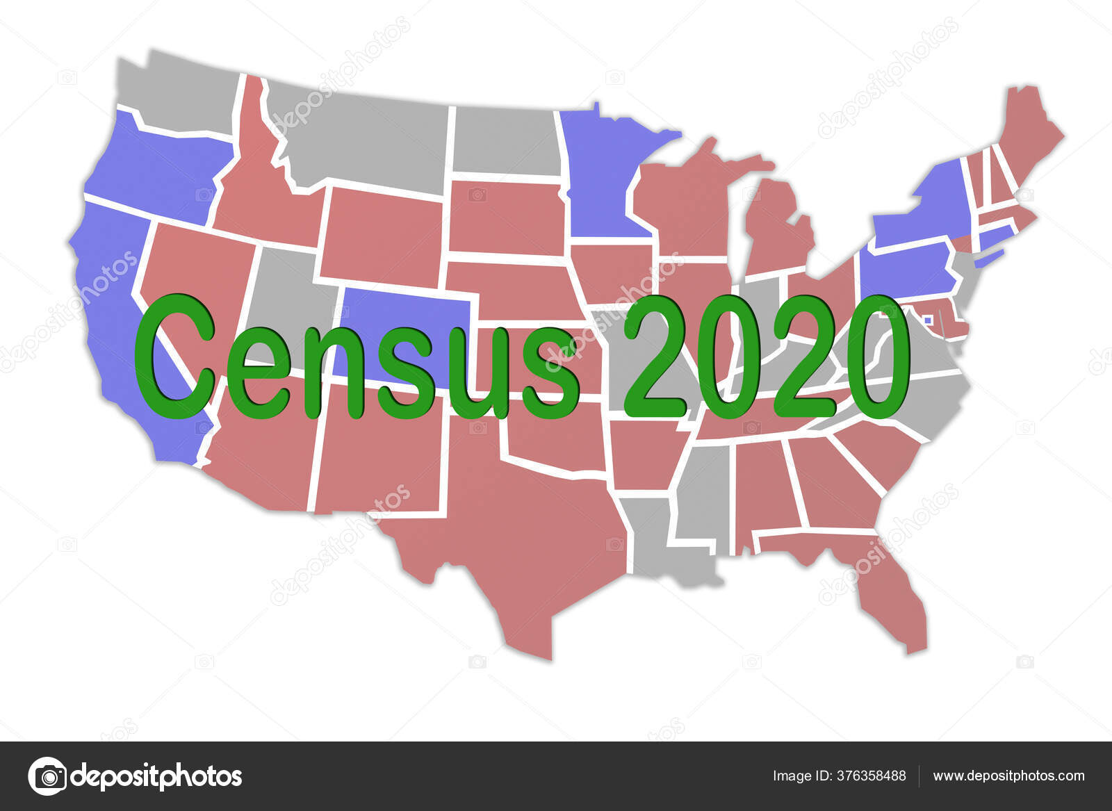 Census 2020 Concept Sign Concept Illustration Map United States Stock