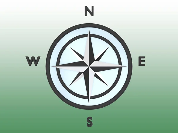 Illustration Kompass Isolerad Över Grön Lutning — Stockfoto