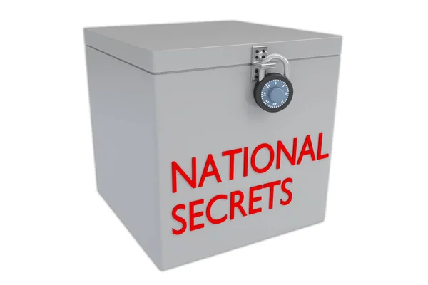 Ілюстрація National Secrets Назва Ящику Захищеному Комбінованим Блокуванням Ізольованим Білому — стокове фото