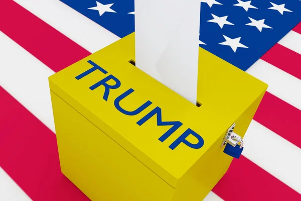 Ilustración Del Guion Trump Una Urna Electoral Con Bandera Estados — Foto de Stock