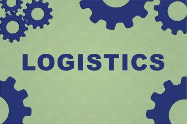 Lojistik, soluk yeşil desenli arka planda mavi dişli tekerlek figürlerinin yer aldığı bir konsept çizimi imzaladı