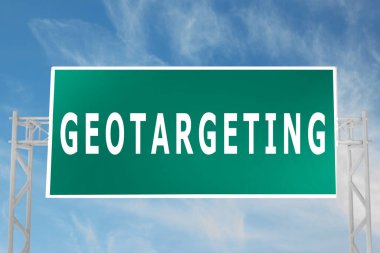 Yol işaretinde GEOTARGETING betiğinin 3 boyutlu illüstrasyonu