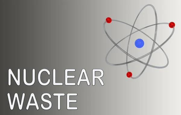 Illustration Atome Titre Déchets Nucléaires Isolé Sur Gradient Noir Blanc — Photo