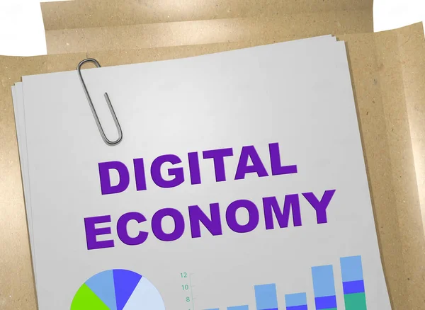 Ilustración Del Título Economía Digital Documento Negocios — Foto de Stock