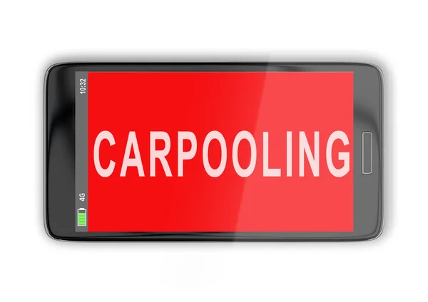 Illustration Titre Carpooling Sur Écran Cellulaire Isolé Sur Blanc — Photo