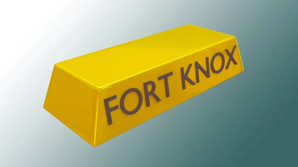 Fort Knoxタイトルゴールドバーの3Dイラスト 背景として緑のグラデーション — ストック写真