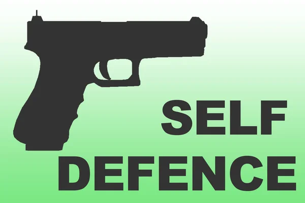 Self Defence Sign Concept Illustration Gun Figure Green Gradient — Stock Photo, Image