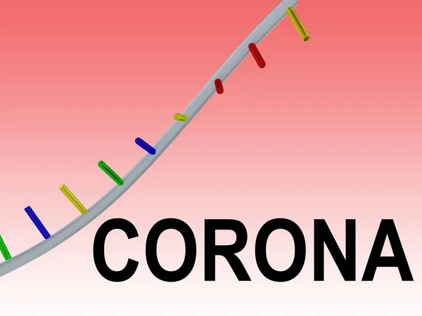 Illustratie Van Corona Script Met Enkele Helix Geïsoleerd Rode Achtergrond — Stockfoto