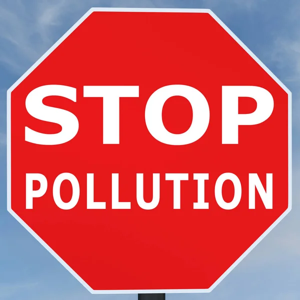 Illustration Stop Pollution Title Road Sign — Stock Photo, Image