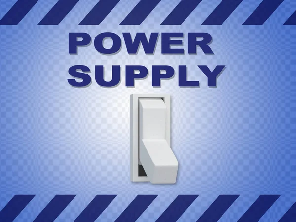 Illustratie Van Power Supply Titel Boven Een Elektrische Schakelaar Blauwe — Stockfoto