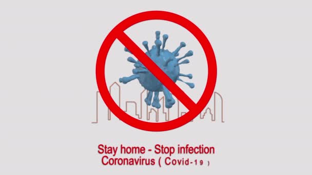 Resta Casa Ferma Infezione Nei Concetti Coronavirus Pericolo Salute Pubblica — Video Stock