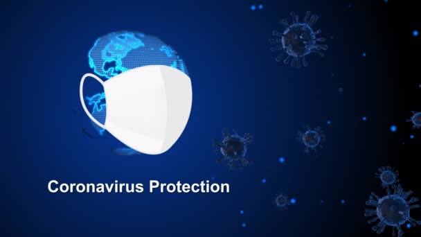 Dunia Memakai Bakteri Pelindung Topeng Coronavirus Covid Topeng Medis Dengan — Stok Video